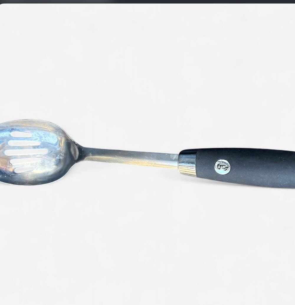 Michael Graves Design Stainless Steel Slotted Serving Spoon with Black Soft Grip